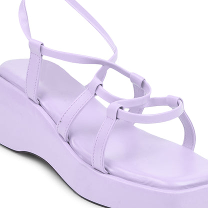 PURPLE ROMAN WEDGES