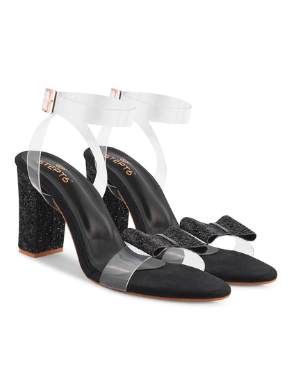 Shimmer bow black heel