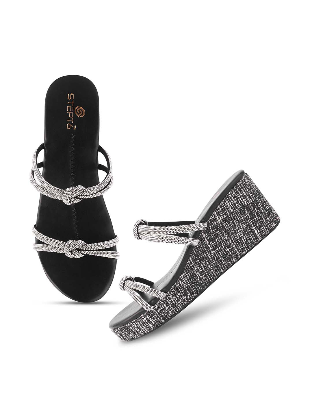 Black Jute diamond Chain wedge