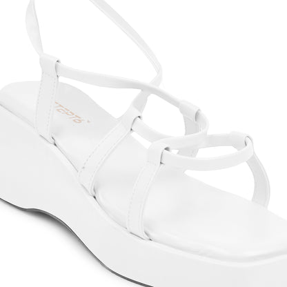 WHITE ROMAN WEDGES