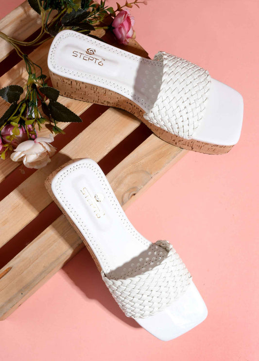White cork wedge