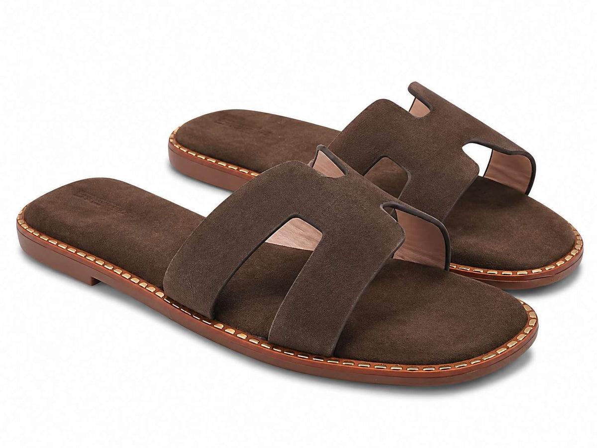 Harlow Dark Grey Suede Slides