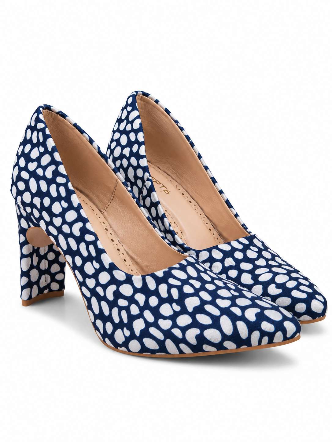 Polka Chic Pumps-Blue-white