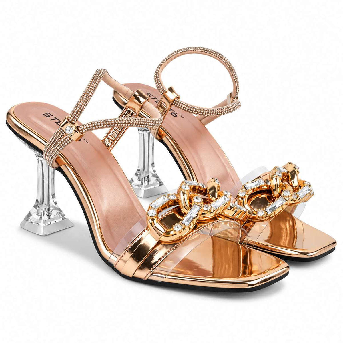 ROSE GOLD CHAIN HEELS