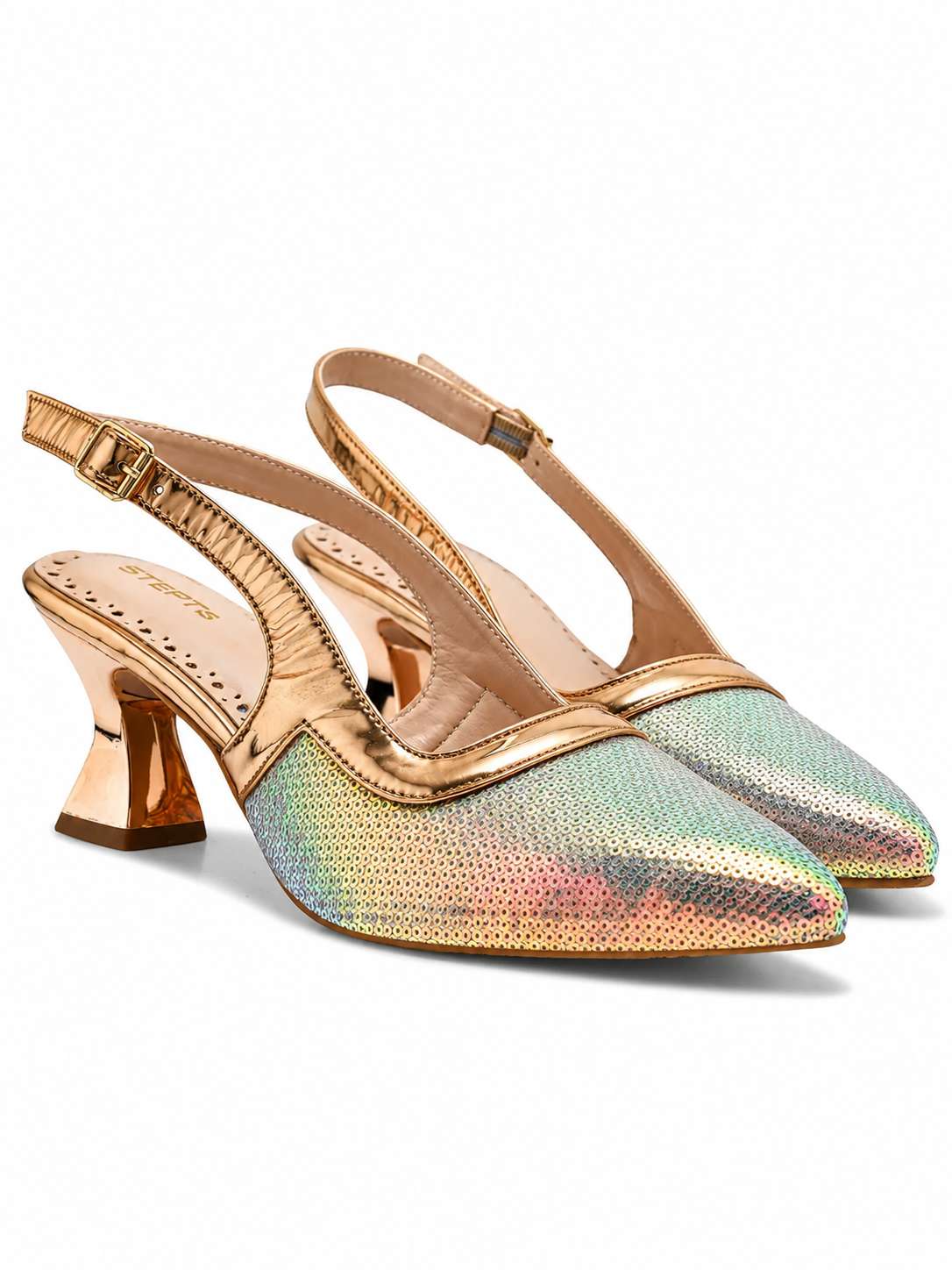 Shimmering Seagreen Slingback Heels