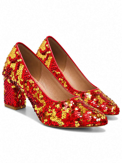 Pebble Spark Sequin Block Heels
