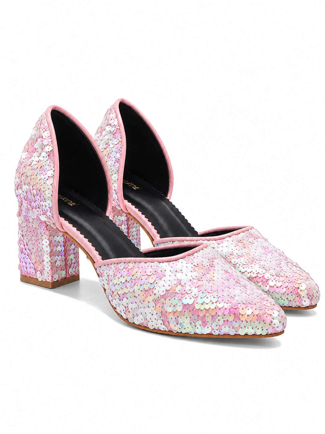 Rosé Glimmer Party Block Heels
