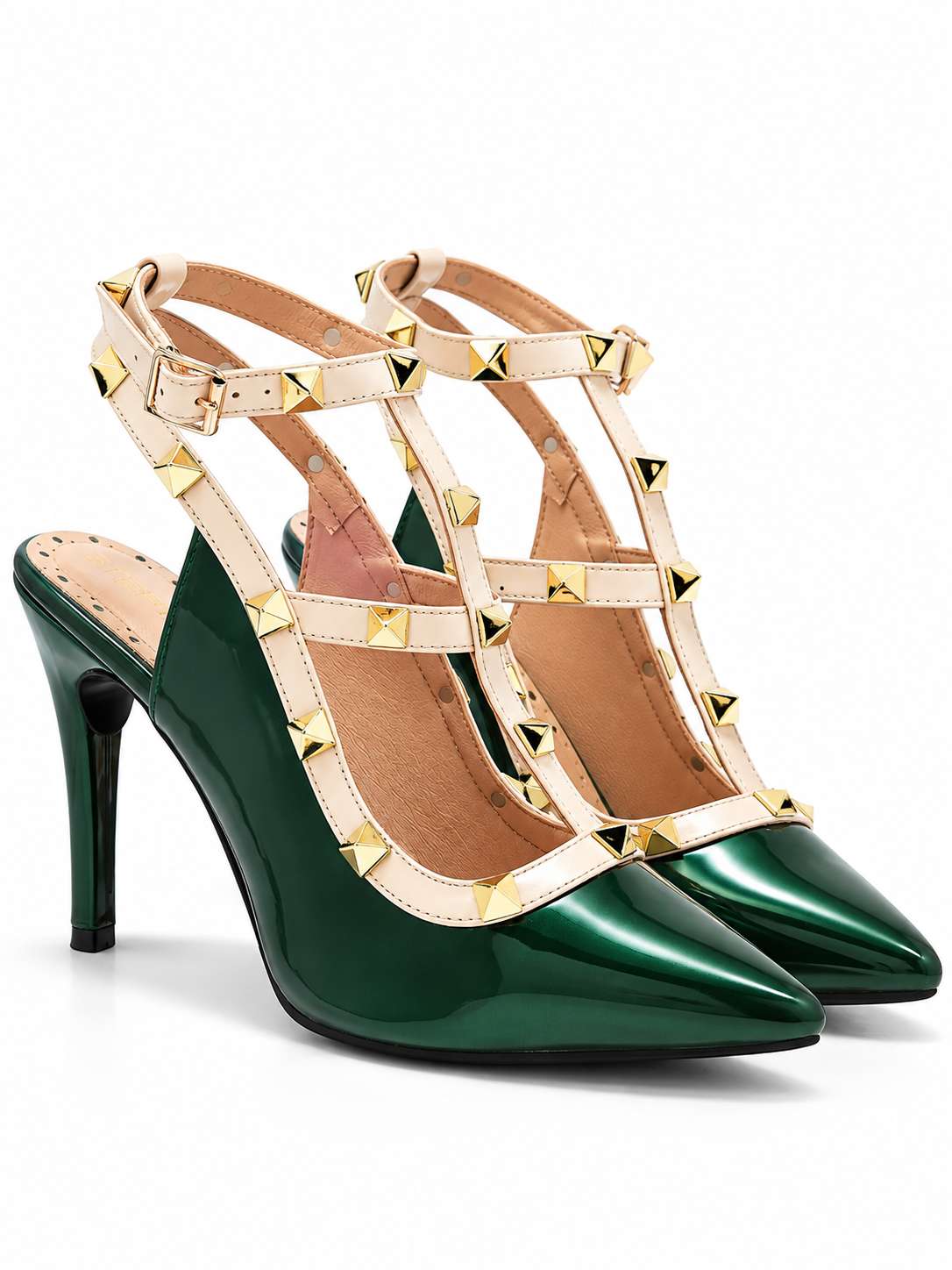 Rockstud Stiletto Heels - Dark Green