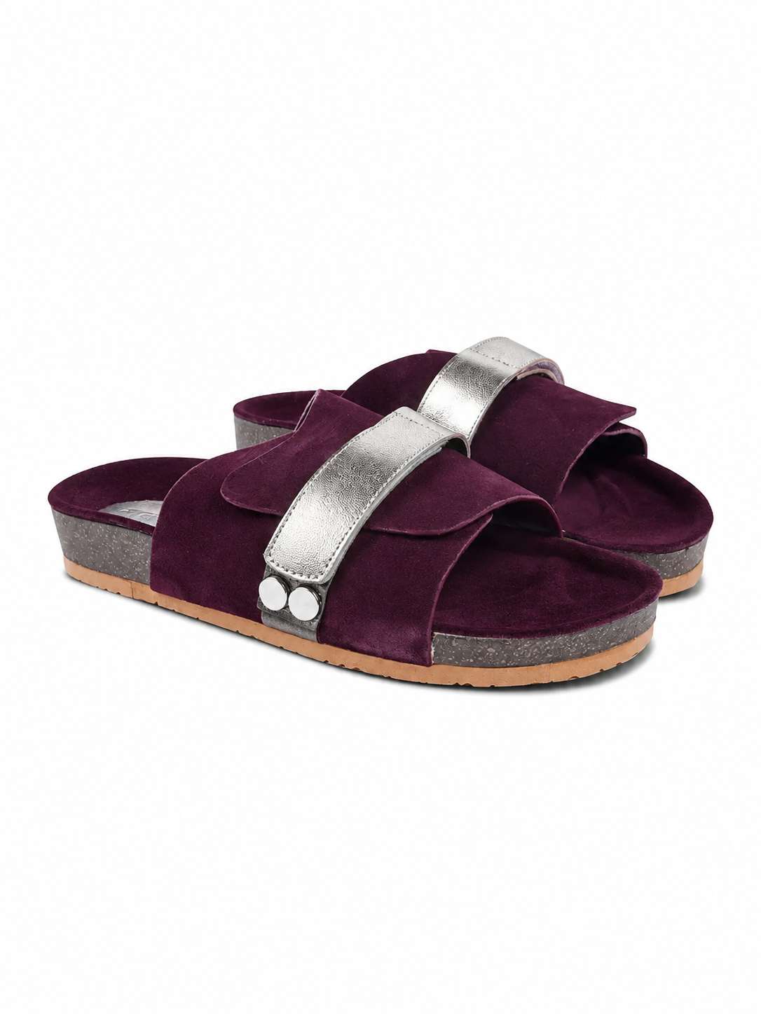 Velora Slides-Maroon/Silver
