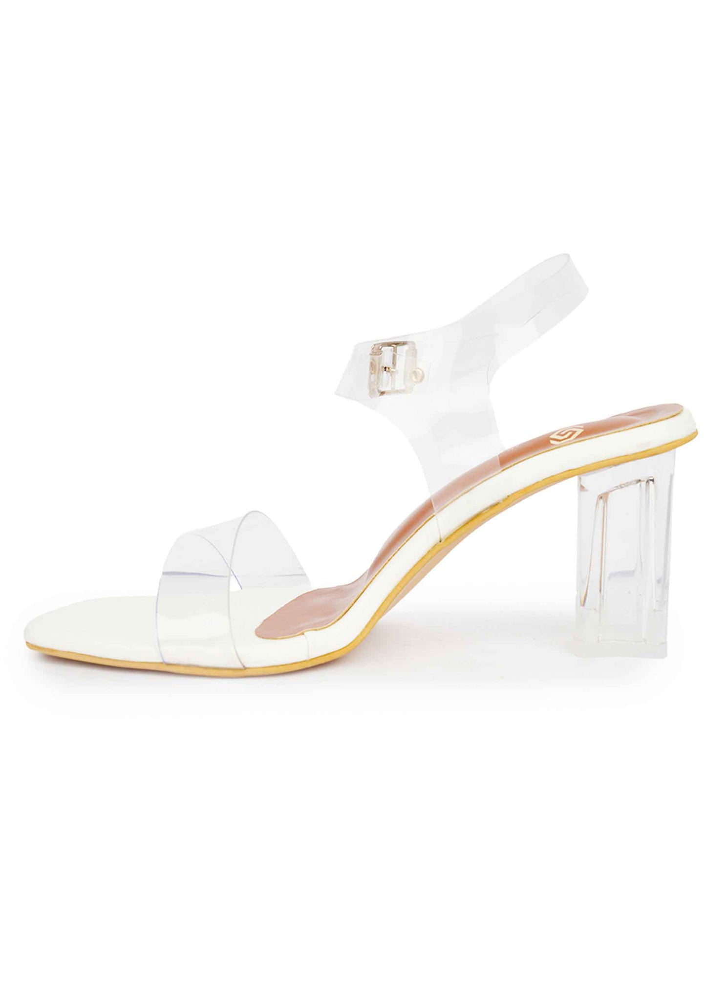 Vinyl Strap Block Heel - White