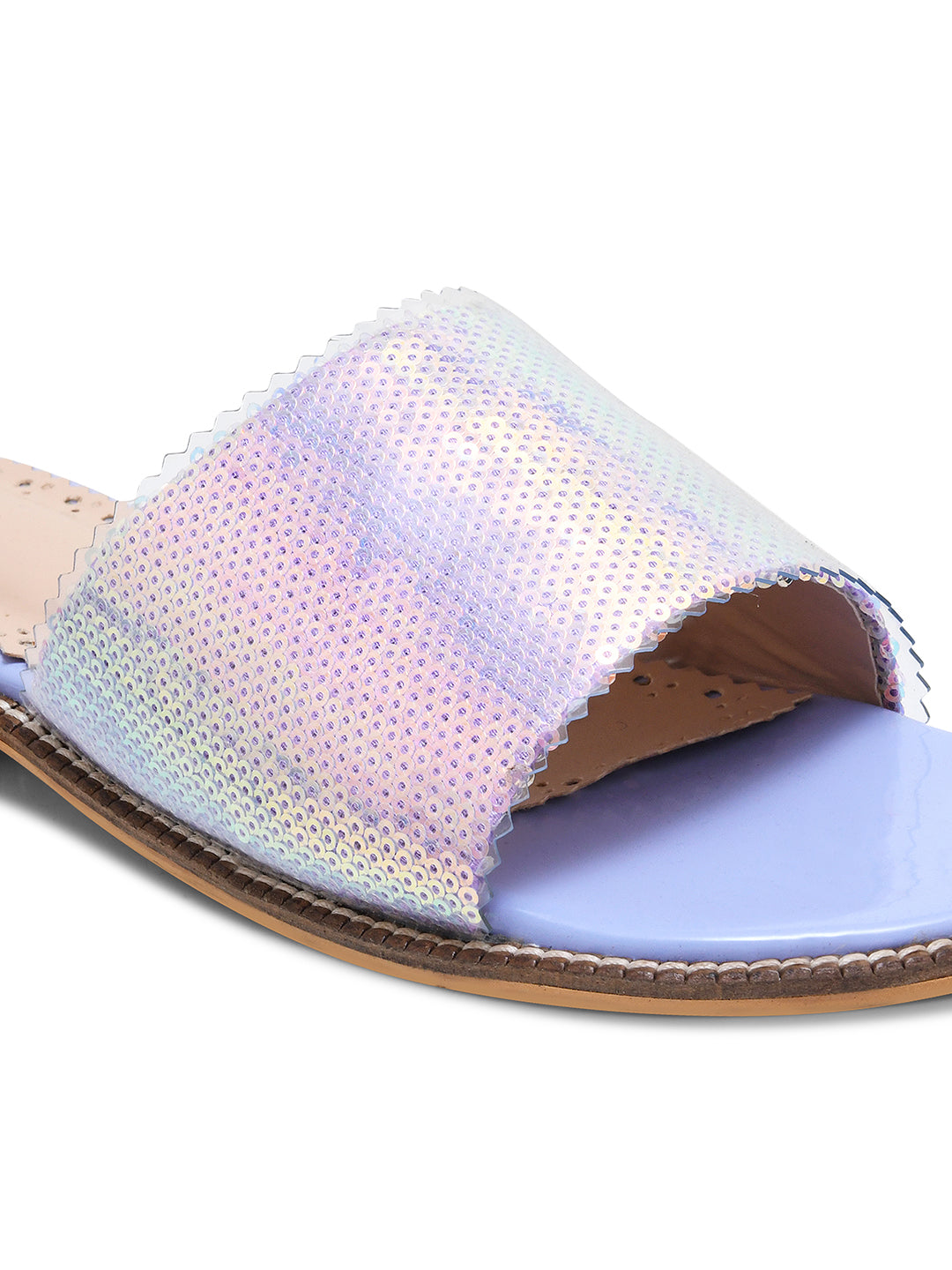 Light Blue Sequin Open Flats