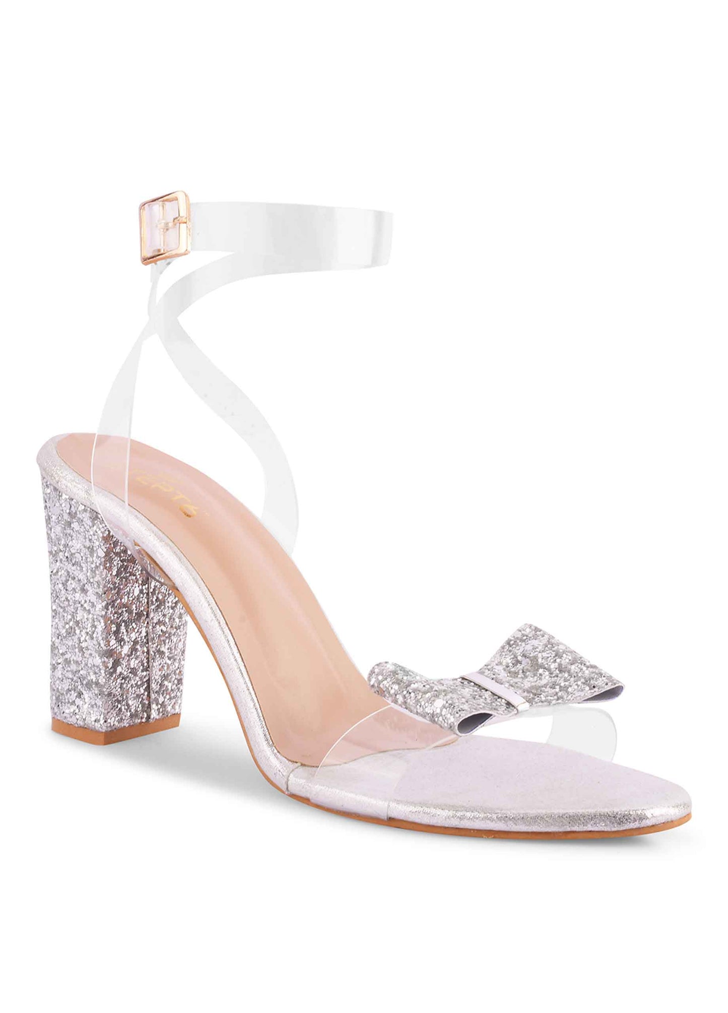 Shimmer bow silver heel