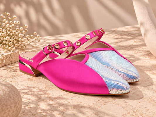 Sora Hot Pink & Blue Sequin Flats