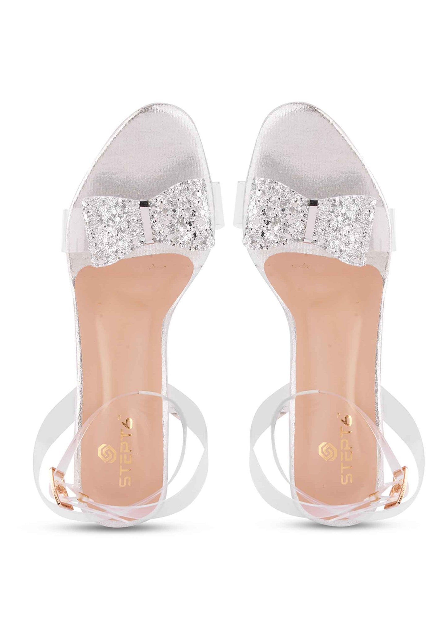 Shimmer bow silver heel