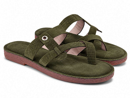 Azure Olive Green Suede Slides