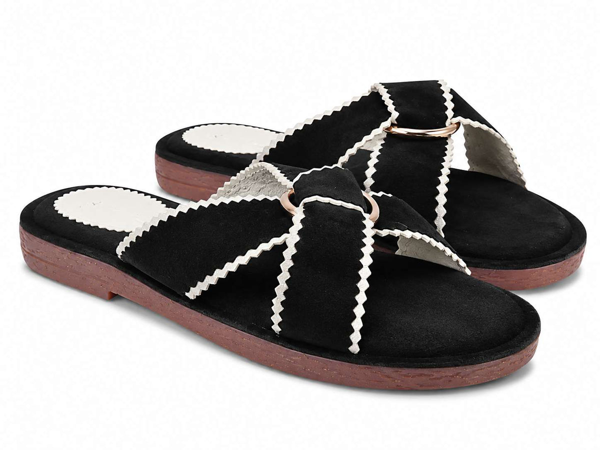 Huxley Black Suede Slides