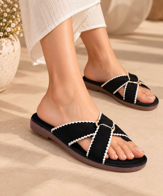 Huxley Black Suede Slides