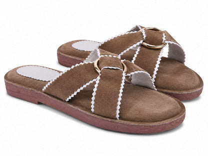 Huxley Brown Suede Slides