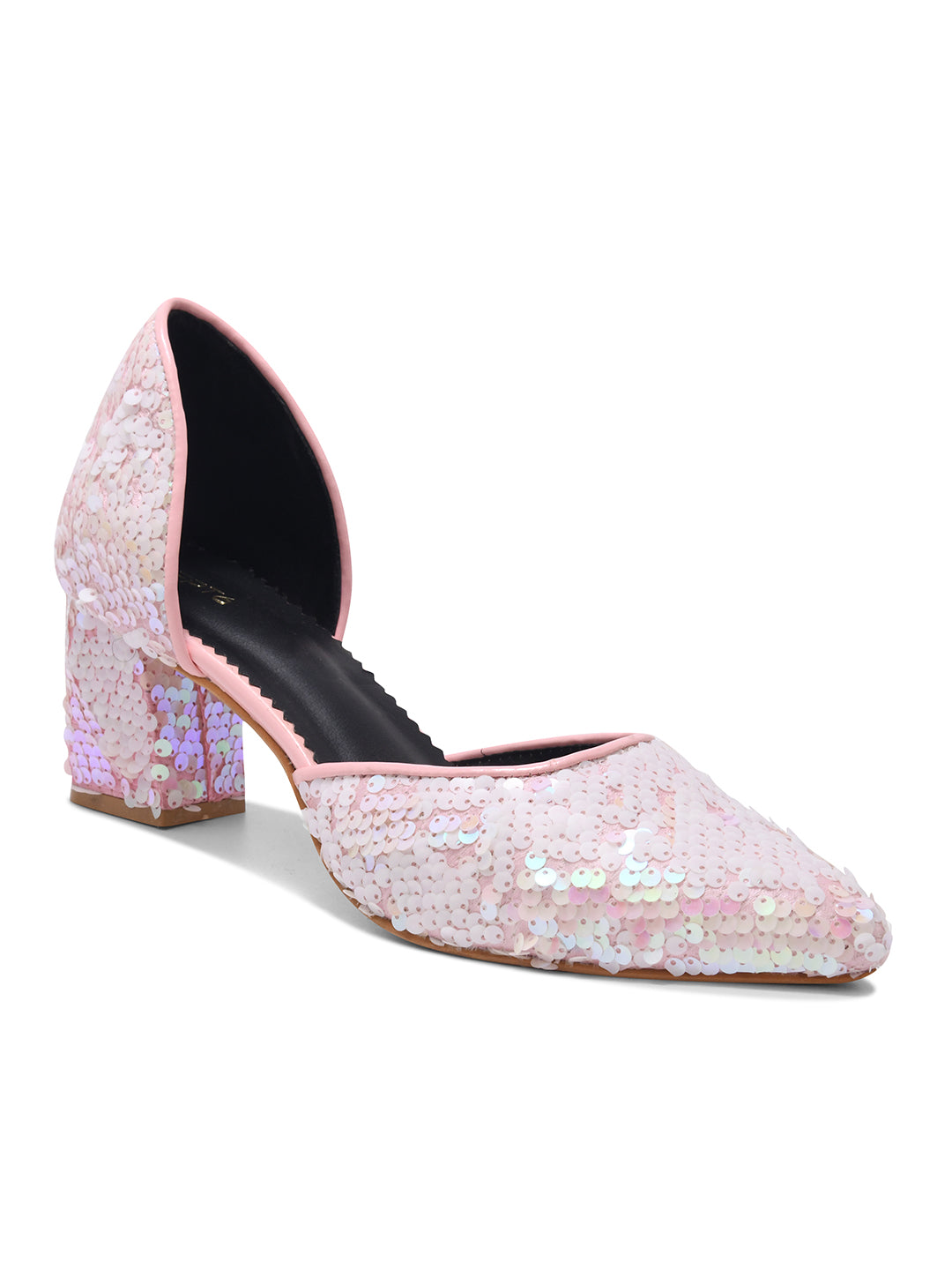 Rosé Glimmer Party Block Heels