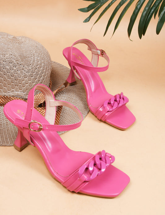 Chain Strap Pencil Heel Pink