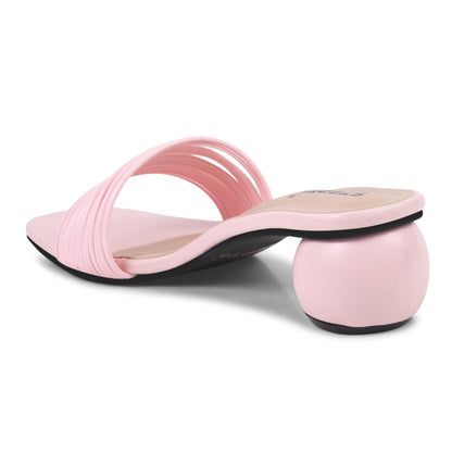 PINK ROUND KITTEN HEEL