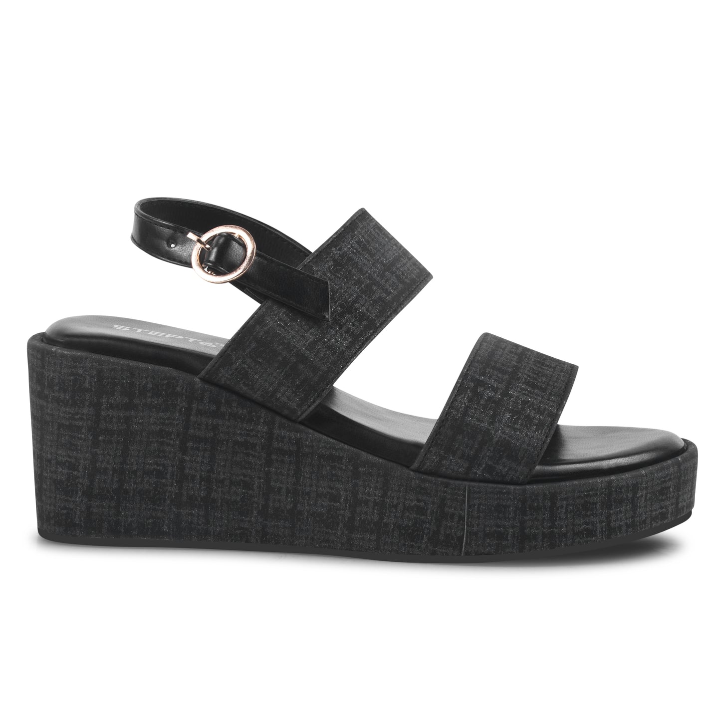 BLACK STRAP COMFY WEDGES