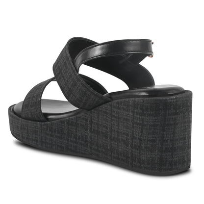 BLACK STRAP COMFY WEDGES