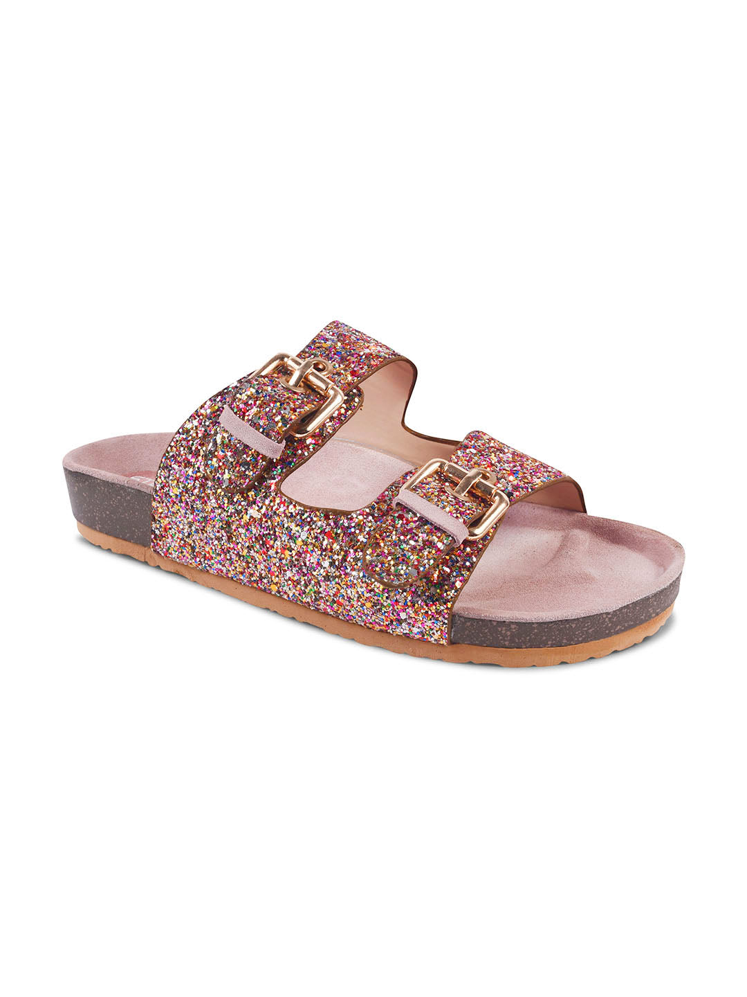 SPARKLE SUEDE COMFORT SLIDES FOR WOMEN - PINK