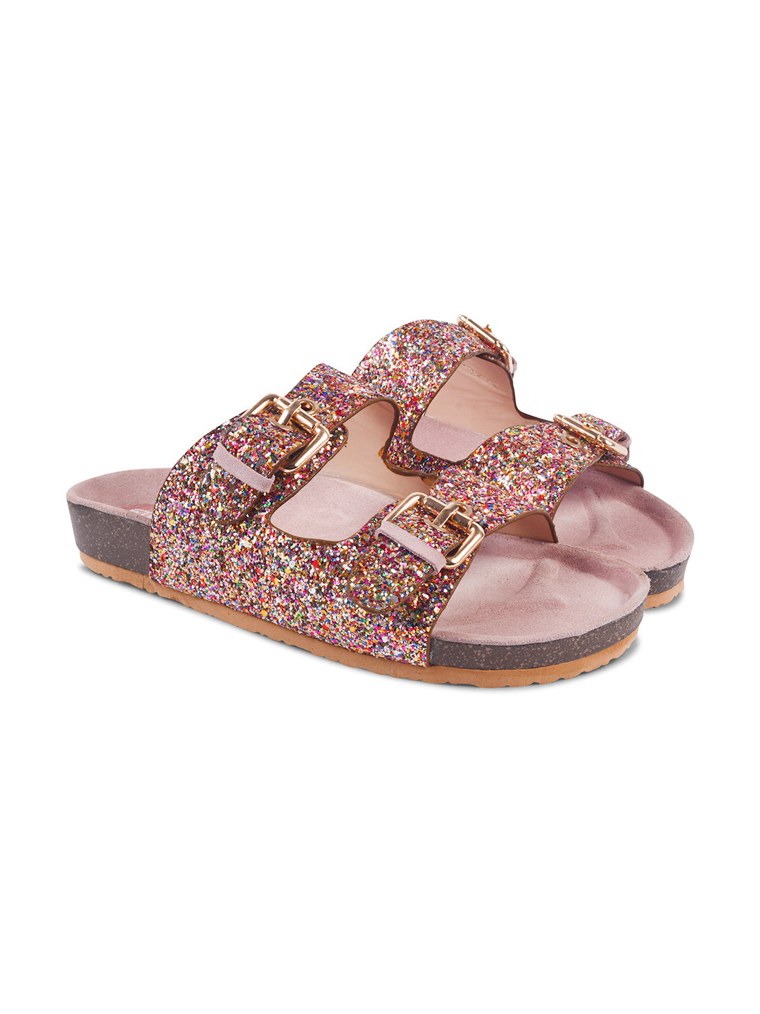 SPARKLE SUEDE COMFORT SLIDES FOR WOMEN - PINK