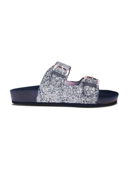 SPARKLE SUEDE COMFORT SLIDES FOR WOMEN - DARK GREY