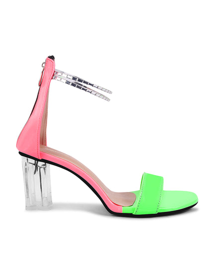 PARROT GREEN TRANSPARENT BLOCK HEEL