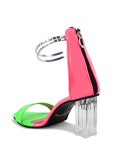 PARROT GREEN TRANSPARENT BLOCK HEEL