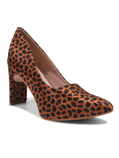 Leopard Print Block Heel Pumps