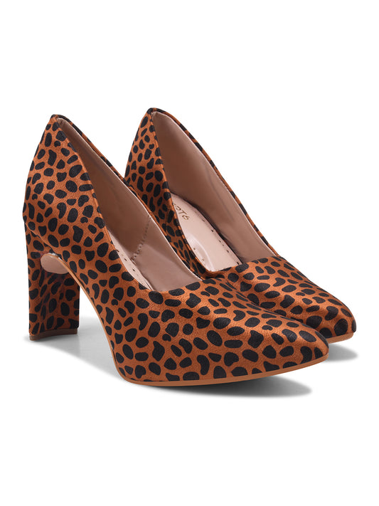 Leopard Print Block Heel Pumps