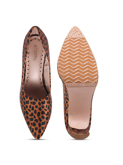 Leopard Print Block Heel Pumps