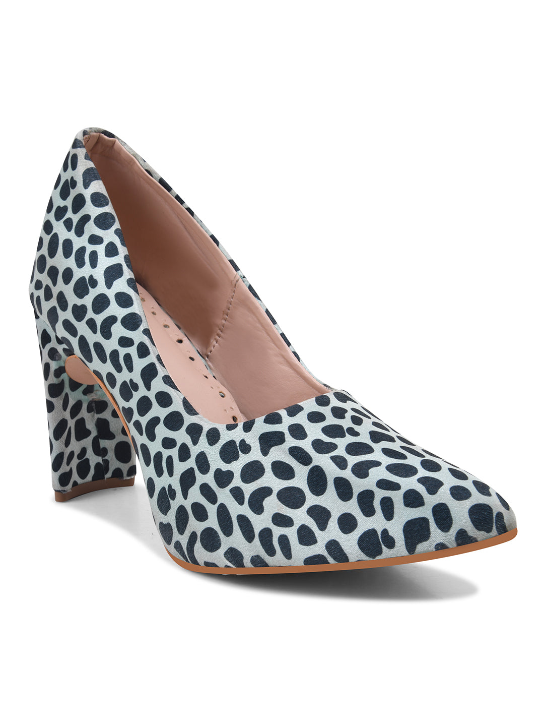 Green-Black Leopard Print Block Heel Pumps