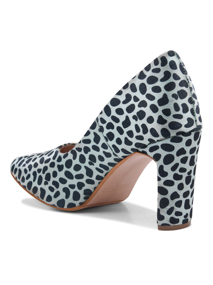 Green-Black Leopard Print Block Heel Pumps