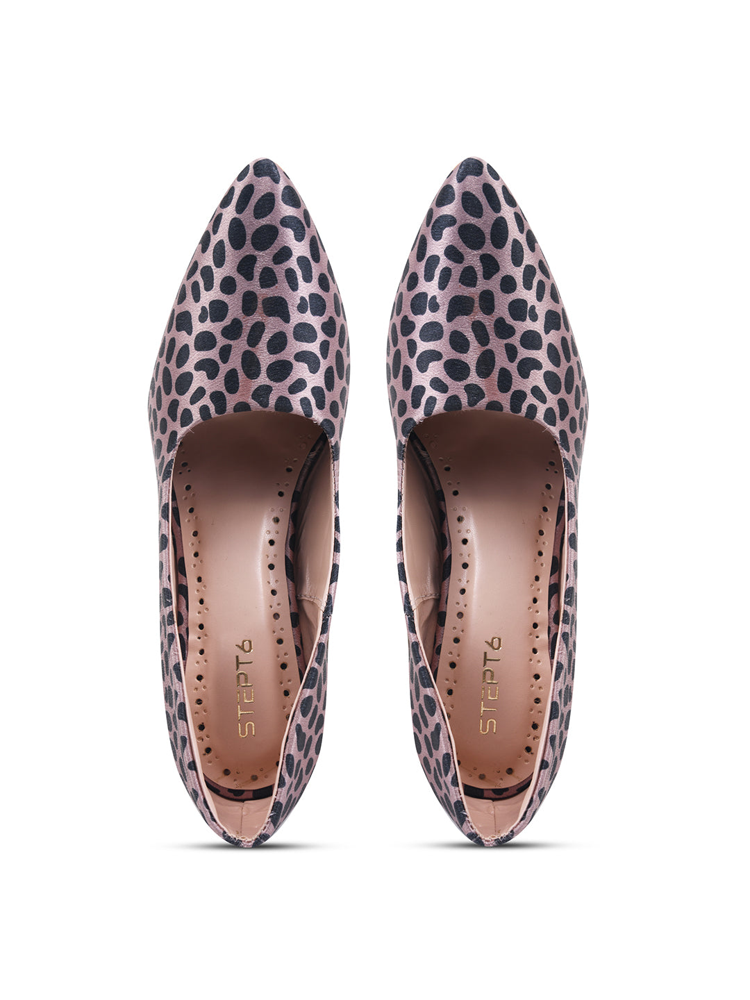 Pink-Black Leopard Print Block Heel Pumps