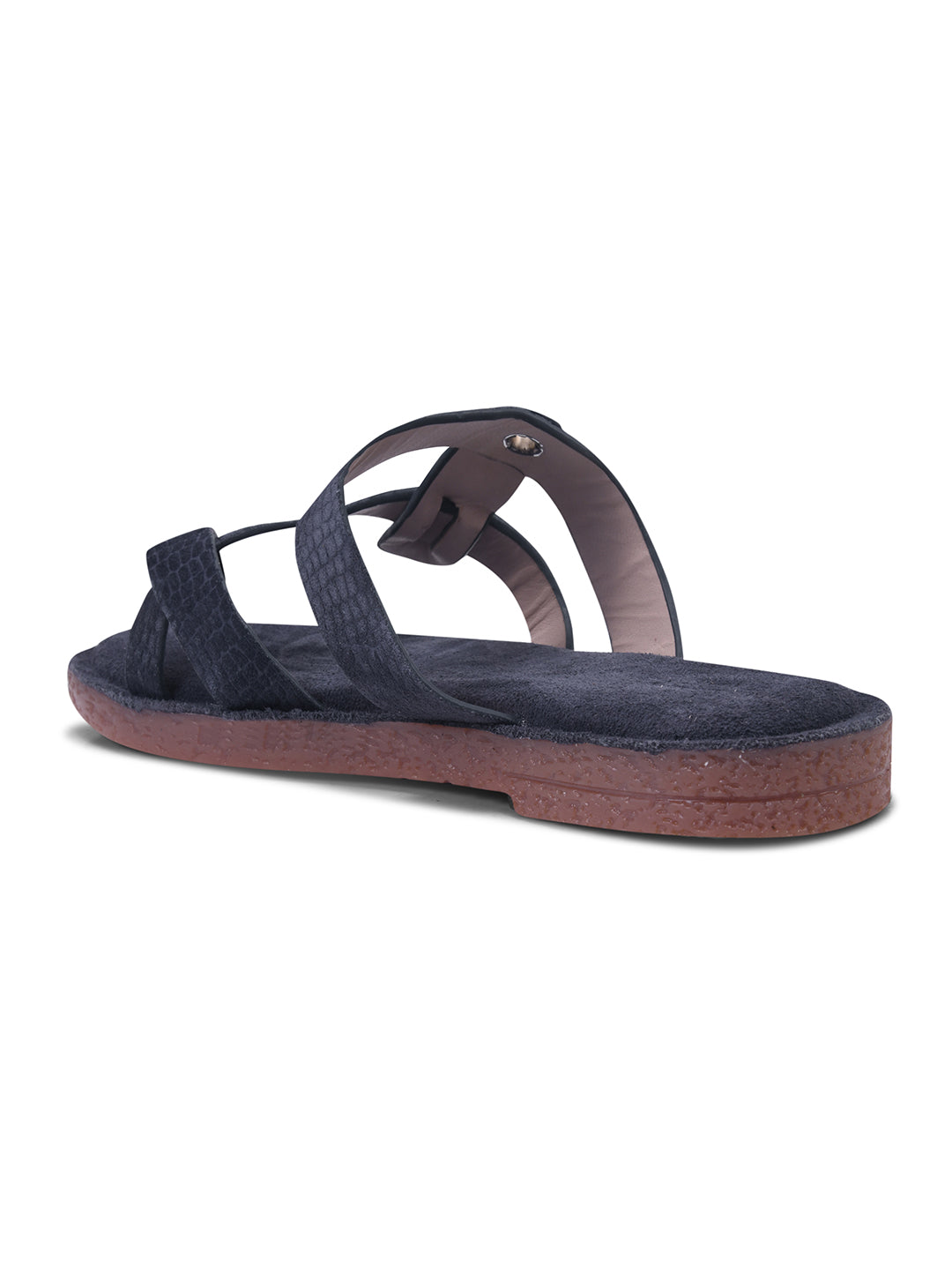 Navy Blue Cross-Strap Slip-On Comfort Sandals for Women
