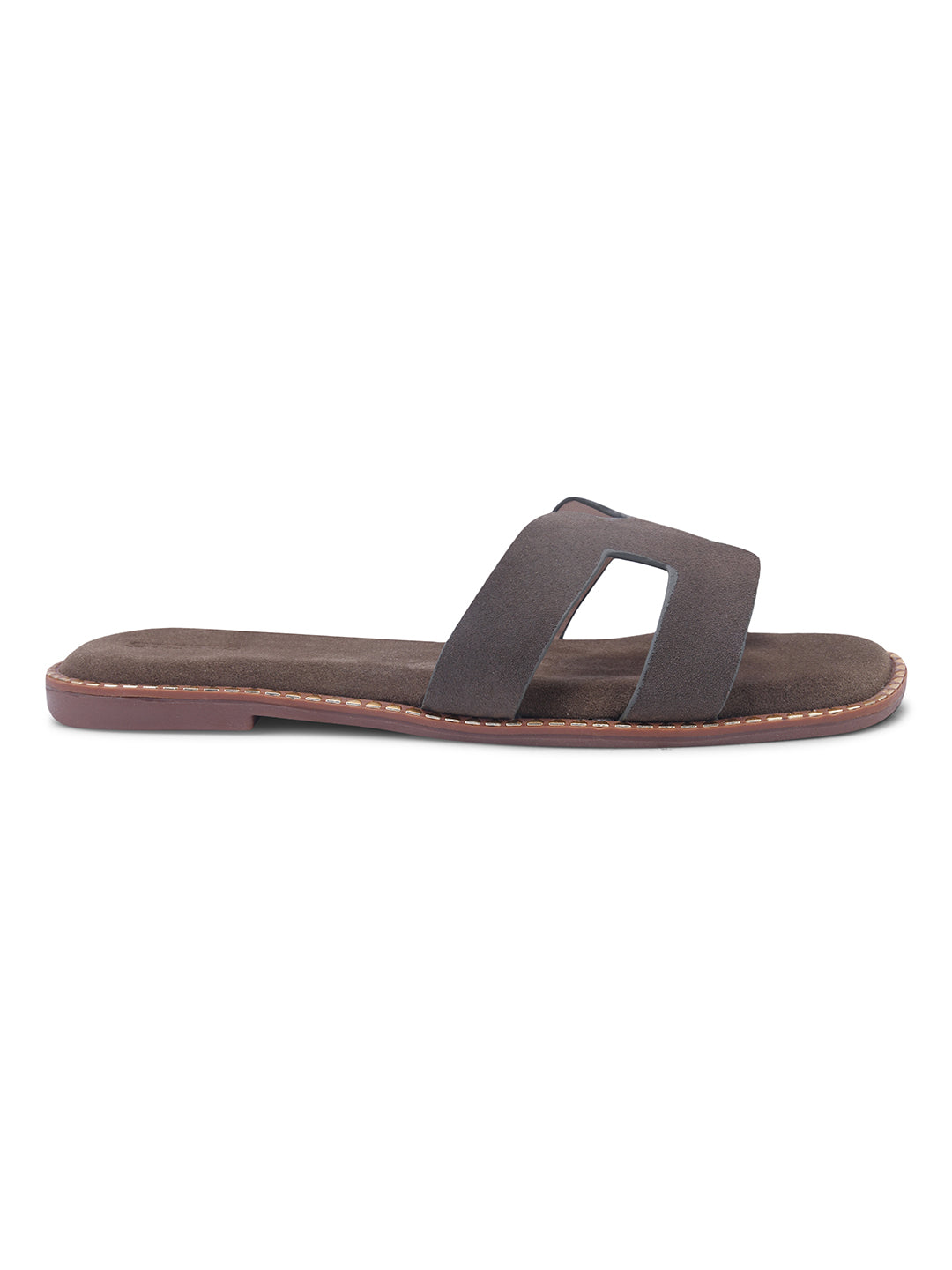 Urban Chic Dark Grey H-Strap Slip-On Sandals for Women