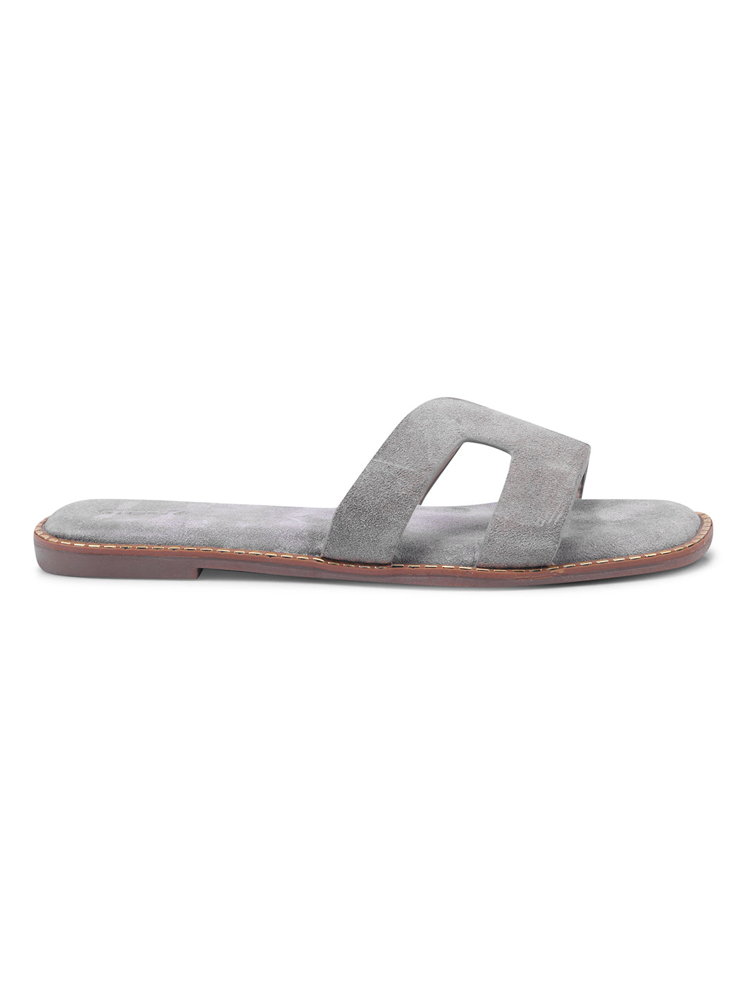 Urban Chic Light Grey H-Strap Slip-On Sandals for Women