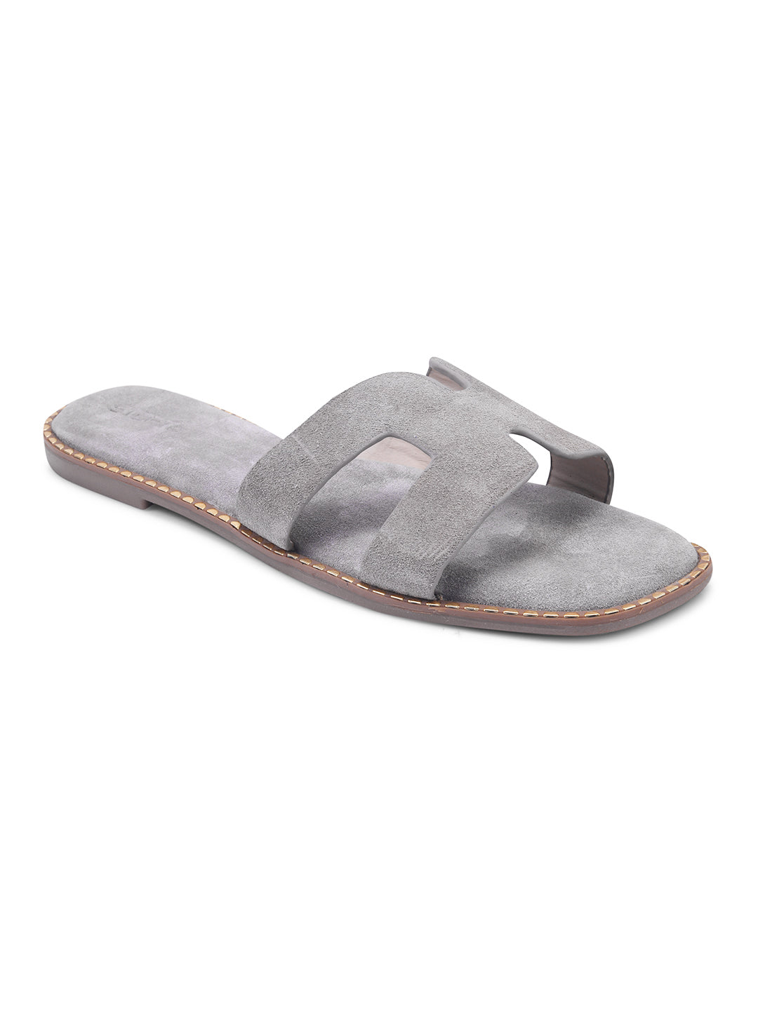 Urban Chic Light Grey H-Strap Slip-On Sandals for Women