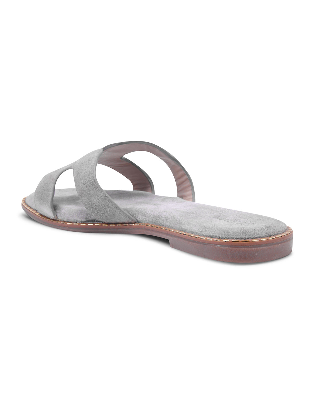 Urban Chic Light Grey H-Strap Slip-On Sandals for Women