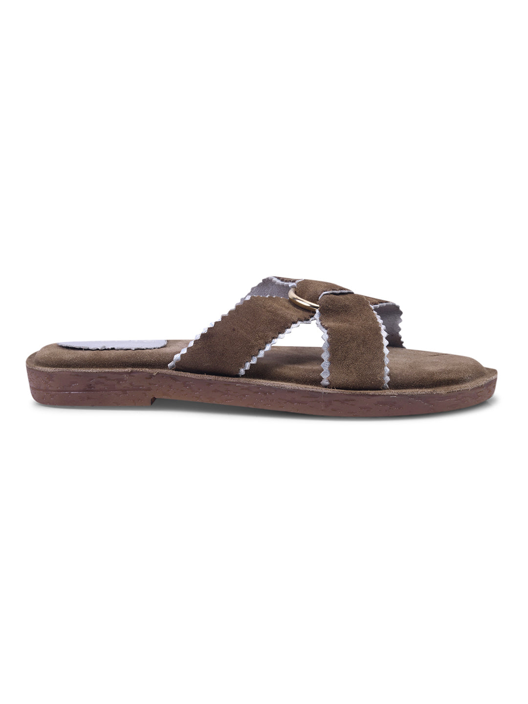 Urban Chic Brown Slip-On Comfort Sandals for Women