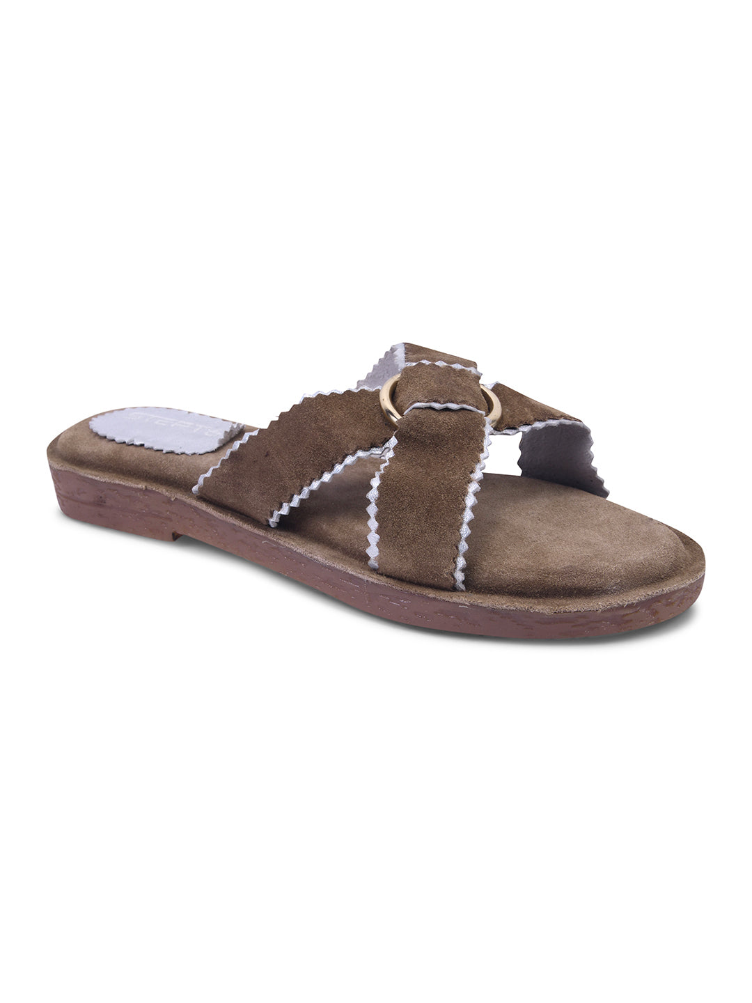 Urban Chic Brown Slip-On Comfort Sandals for Women