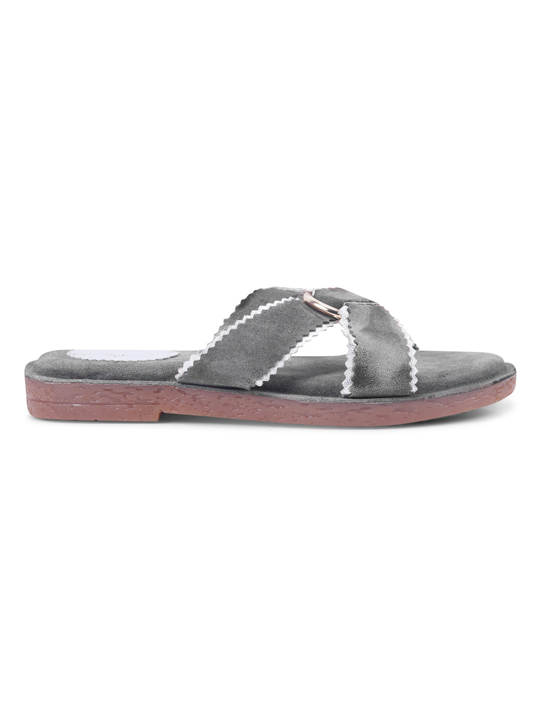 Urban Chic Grey Slip-On Comfort Sandals for Women