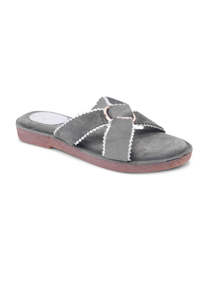 Urban Chic Grey Slip-On Comfort Sandals for Women