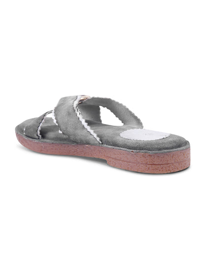Urban Chic Grey Slip-On Comfort Sandals for Women