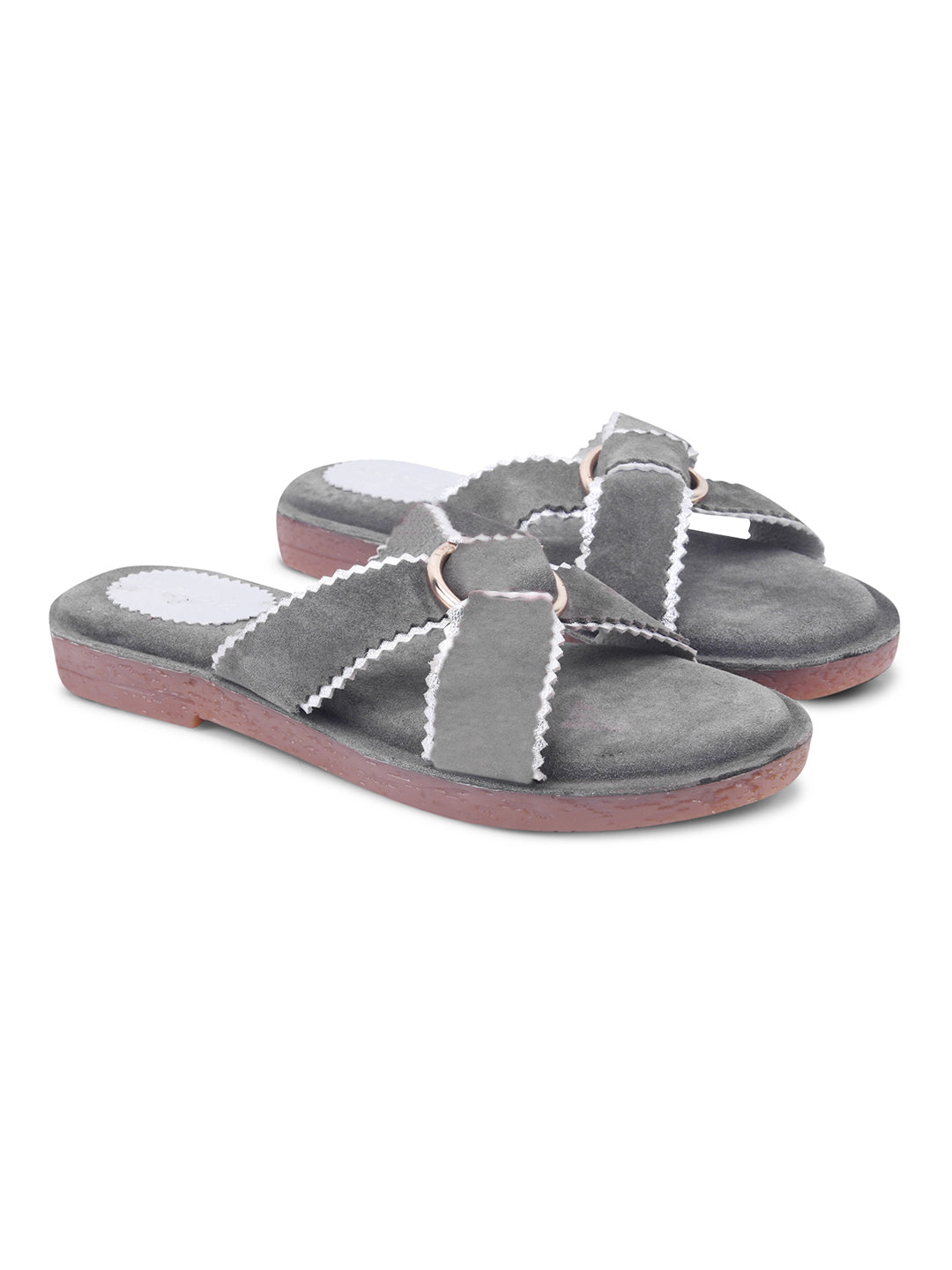 Urban Chic Grey Slip-On Comfort Sandals for Women