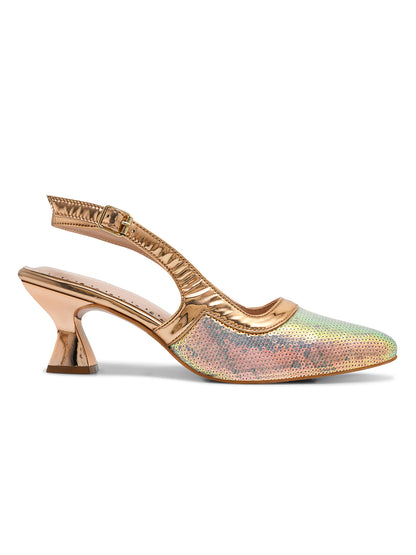 Shimmering Seagreen Slingback Heels